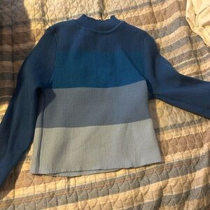 Blue and Gray Striped Sweater